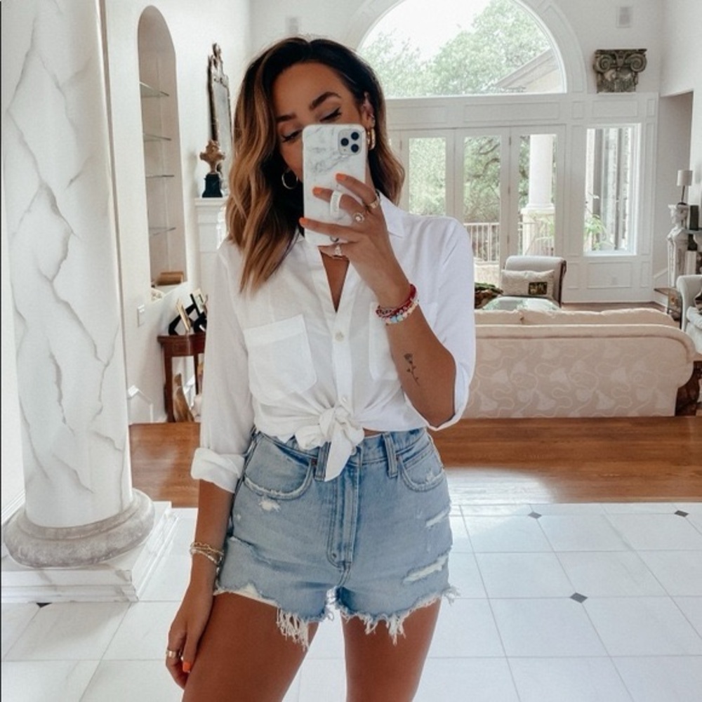 Abercrombie & Fitch Blue Jean Shorts Distressed High-Waisted